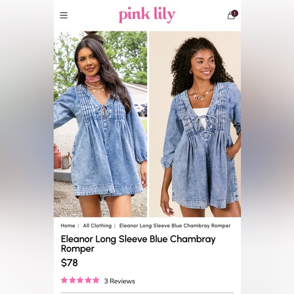 Pink Lily Pants - Denim romper